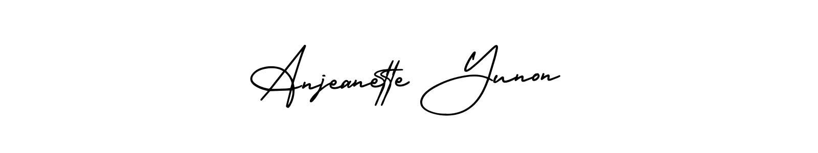 Make a short Anjeanette Yunon signature style. Manage your documents anywhere anytime using AmerikaSignatureDemo-Regular. Create and add eSignatures, submit forms, share and send files easily. Anjeanette Yunon signature style 3 images and pictures png