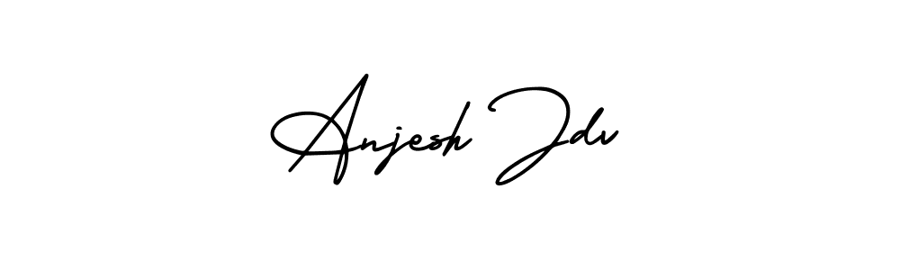 You should practise on your own different ways (AmerikaSignatureDemo-Regular) to write your name (Anjesh Jdv) in signature. don't let someone else do it for you. Anjesh Jdv signature style 3 images and pictures png