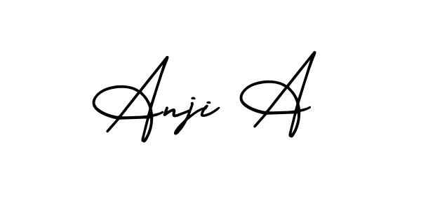 How to make Anji A name signature. Use AmerikaSignatureDemo-Regular style for creating short signs online. This is the latest handwritten sign. Anji A signature style 3 images and pictures png