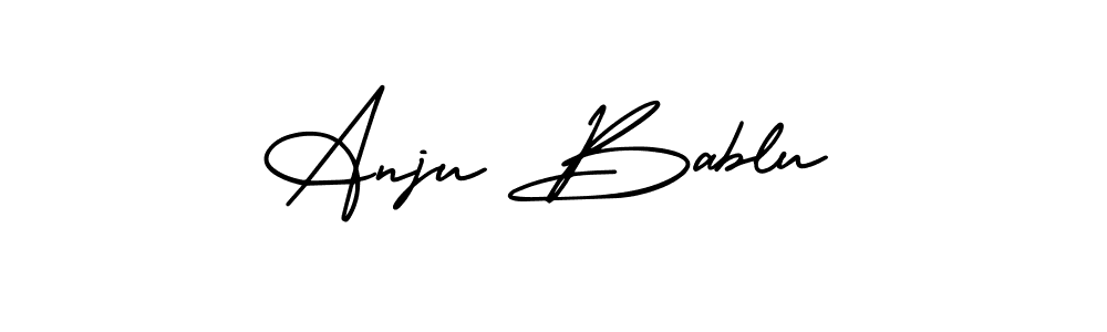 You should practise on your own different ways (AmerikaSignatureDemo-Regular) to write your name (Anju Bablu) in signature. don't let someone else do it for you. Anju Bablu signature style 3 images and pictures png