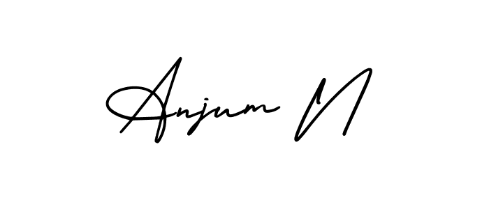 You should practise on your own different ways (AmerikaSignatureDemo-Regular) to write your name (Anjum N) in signature. don't let someone else do it for you. Anjum N signature style 3 images and pictures png