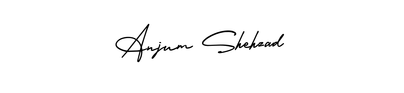 You should practise on your own different ways (AmerikaSignatureDemo-Regular) to write your name (Anjum Shehzad) in signature. don't let someone else do it for you. Anjum Shehzad signature style 3 images and pictures png
