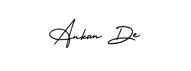 You should practise on your own different ways (AmerikaSignatureDemo-Regular) to write your name (Ankan De) in signature. don't let someone else do it for you. Ankan De signature style 3 images and pictures png