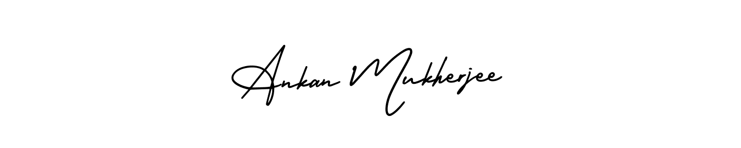 You should practise on your own different ways (AmerikaSignatureDemo-Regular) to write your name (Ankan Mukherjee) in signature. don't let someone else do it for you. Ankan Mukherjee signature style 3 images and pictures png
