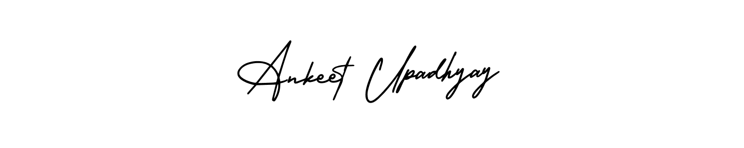 You should practise on your own different ways (AmerikaSignatureDemo-Regular) to write your name (Ankeet Upadhyay) in signature. don't let someone else do it for you. Ankeet Upadhyay signature style 3 images and pictures png