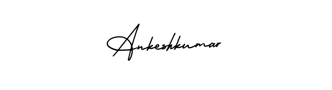 The best way (AmerikaSignatureDemo-Regular) to make a short signature is to pick only two or three words in your name. The name Ankeshkumar include a total of six letters. For converting this name. Ankeshkumar signature style 3 images and pictures png
