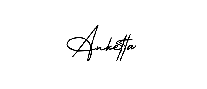 How to make Anketta name signature. Use AmerikaSignatureDemo-Regular style for creating short signs online. This is the latest handwritten sign. Anketta signature style 3 images and pictures png