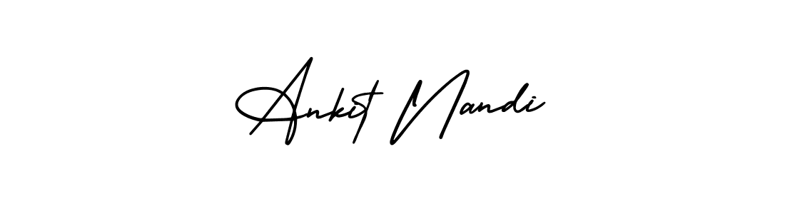 You should practise on your own different ways (AmerikaSignatureDemo-Regular) to write your name (Ankit Nandi) in signature. don't let someone else do it for you. Ankit Nandi signature style 3 images and pictures png