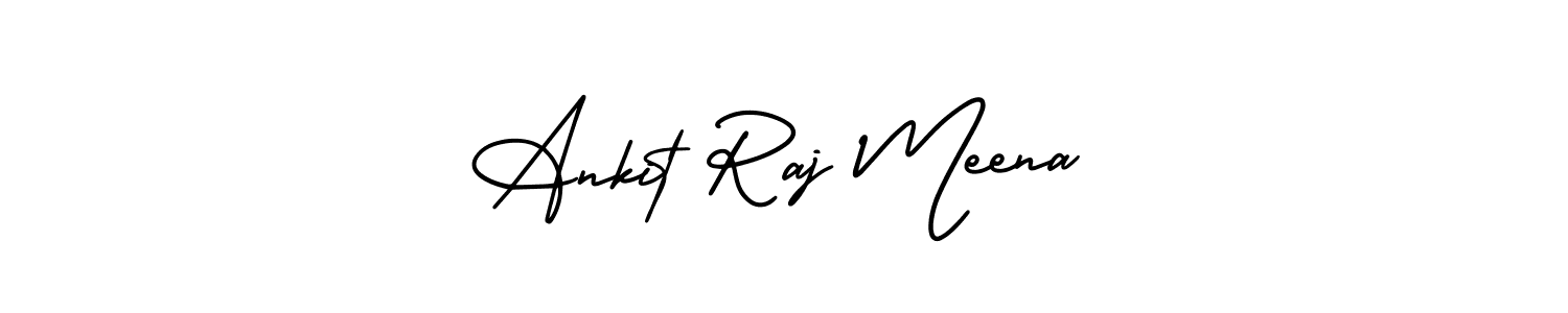 You should practise on your own different ways (AmerikaSignatureDemo-Regular) to write your name (Ankit Raj Meena) in signature. don't let someone else do it for you. Ankit Raj Meena signature style 3 images and pictures png