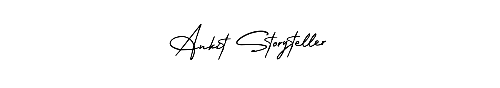 You should practise on your own different ways (AmerikaSignatureDemo-Regular) to write your name (Ankit Storyteller) in signature. don't let someone else do it for you. Ankit Storyteller signature style 3 images and pictures png