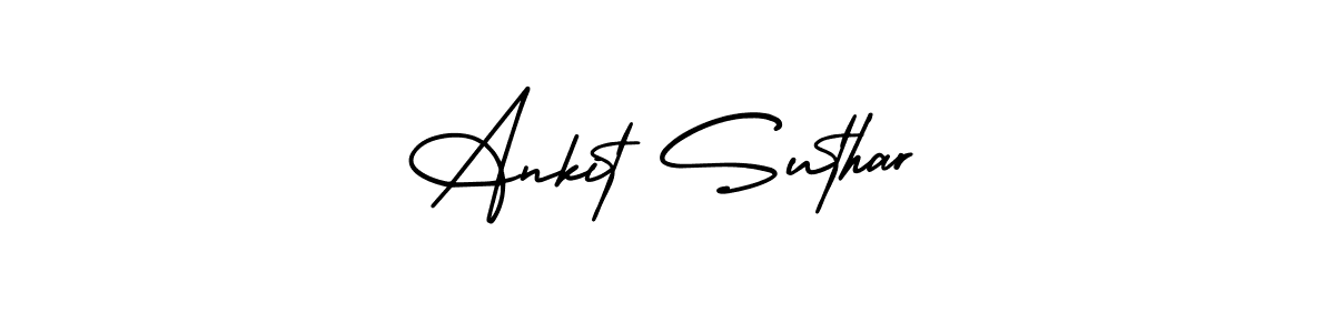 You should practise on your own different ways (AmerikaSignatureDemo-Regular) to write your name (Ankit Suthar) in signature. don't let someone else do it for you. Ankit Suthar signature style 3 images and pictures png