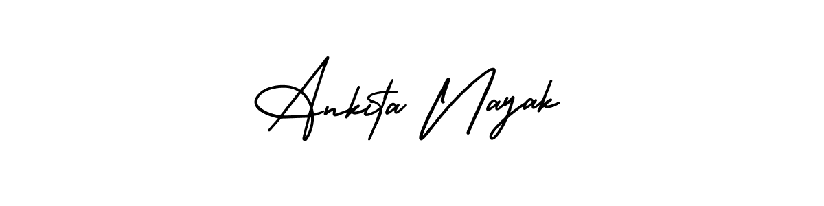 You should practise on your own different ways (AmerikaSignatureDemo-Regular) to write your name (Ankita Nayak) in signature. don't let someone else do it for you. Ankita Nayak signature style 3 images and pictures png