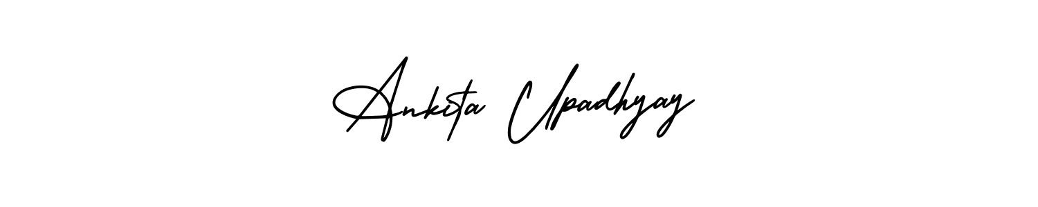 You should practise on your own different ways (AmerikaSignatureDemo-Regular) to write your name (Ankita Upadhyay) in signature. don't let someone else do it for you. Ankita Upadhyay signature style 3 images and pictures png