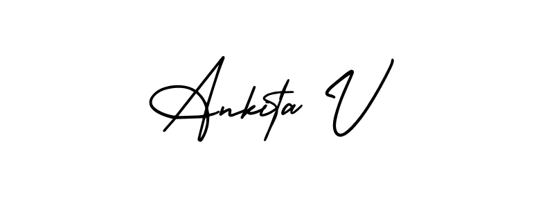 How to Draw Ankita V signature style? AmerikaSignatureDemo-Regular is a latest design signature styles for name Ankita V. Ankita V signature style 3 images and pictures png