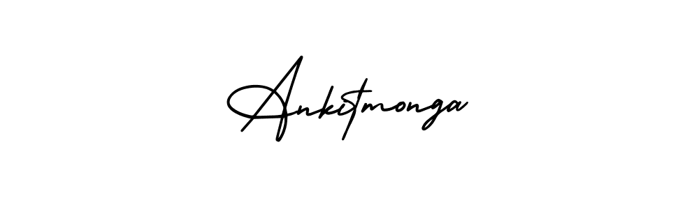 You should practise on your own different ways (AmerikaSignatureDemo-Regular) to write your name (Ankitmonga) in signature. don't let someone else do it for you. Ankitmonga signature style 3 images and pictures png