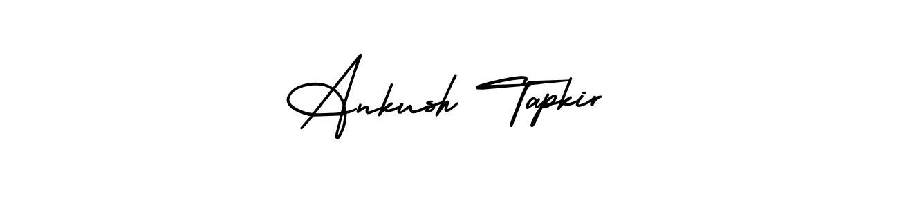 You should practise on your own different ways (AmerikaSignatureDemo-Regular) to write your name (Ankush Tapkir) in signature. don't let someone else do it for you. Ankush Tapkir signature style 3 images and pictures png