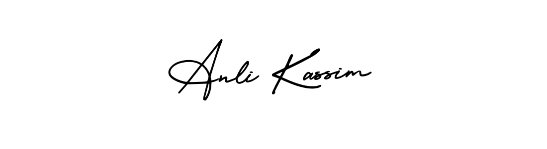 This is the best signature style for the Anli Kassim name. Also you like these signature font (AmerikaSignatureDemo-Regular). Mix name signature. Anli Kassim signature style 3 images and pictures png