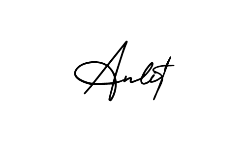 How to make Anlit name signature. Use AmerikaSignatureDemo-Regular style for creating short signs online. This is the latest handwritten sign. Anlit signature style 3 images and pictures png