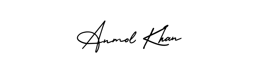 The best way (AmerikaSignatureDemo-Regular) to make a short signature is to pick only two or three words in your name. The name Anmol Khan include a total of six letters. For converting this name. Anmol Khan signature style 3 images and pictures png