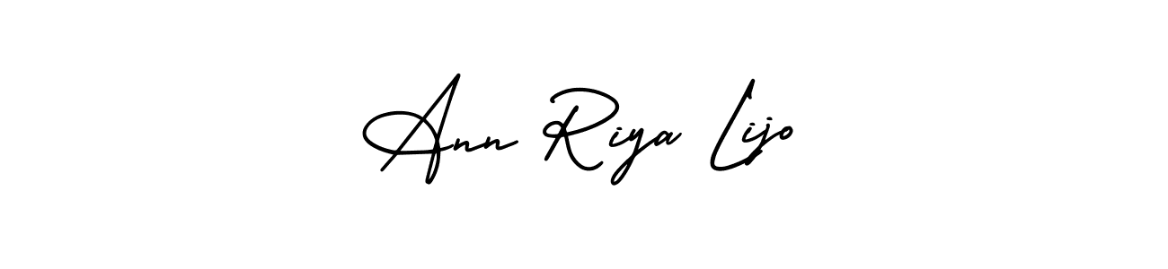 You should practise on your own different ways (AmerikaSignatureDemo-Regular) to write your name (Ann Riya Lijo) in signature. don't let someone else do it for you. Ann Riya Lijo signature style 3 images and pictures png