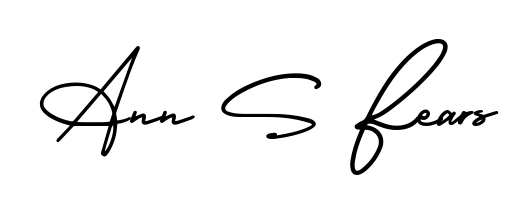 Designed for modern professionals: Ann S Fears name signature crafted with AmerikaSignatureDemo-Regular script. Ready for digital PDF workflows. Ann S Fears signature style 3 images and pictures png