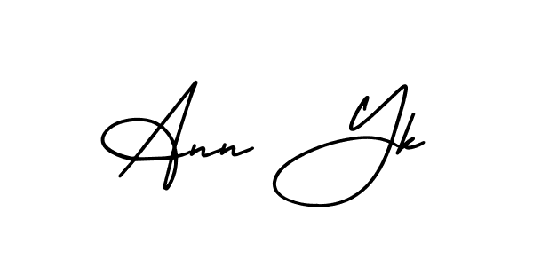 The best way (AmerikaSignatureDemo-Regular) to make a short signature is to pick only two or three words in your name. The name Ann Yk include a total of six letters. For converting this name. Ann Yk signature style 3 images and pictures png