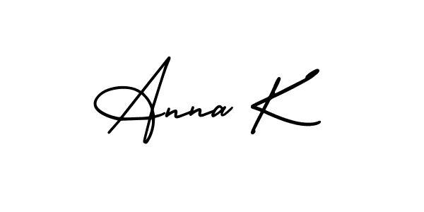 How to make Anna K name signature. Use AmerikaSignatureDemo-Regular style for creating short signs online. This is the latest handwritten sign. Anna K signature style 3 images and pictures png