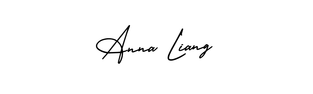 You should practise on your own different ways (AmerikaSignatureDemo-Regular) to write your name (Anna Liang) in signature. don't let someone else do it for you. Anna Liang signature style 3 images and pictures png
