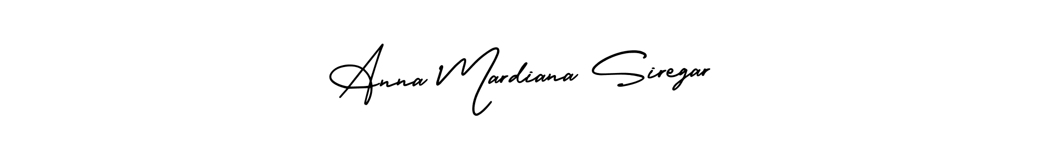 The best way (AmerikaSignatureDemo-Regular) to make a short signature is to pick only two or three words in your name. The name Anna Mardiana Siregar include a total of six letters. For converting this name. Anna Mardiana Siregar signature style 3 images and pictures png