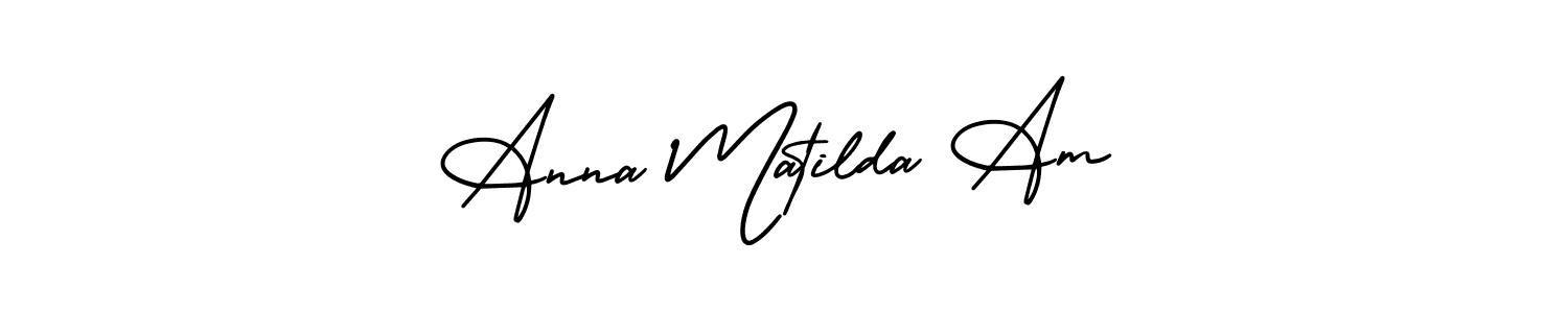 You should practise on your own different ways (AmerikaSignatureDemo-Regular) to write your name (Anna Matilda Am) in signature. don't let someone else do it for you. Anna Matilda Am signature style 3 images and pictures png