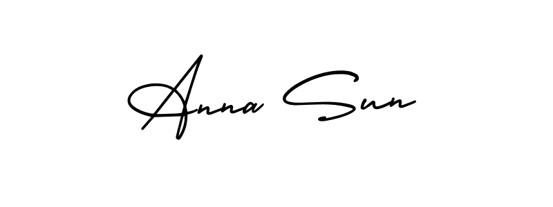 How to make Anna Sun name signature. Use AmerikaSignatureDemo-Regular style for creating short signs online. This is the latest handwritten sign. Anna Sun signature style 3 images and pictures png