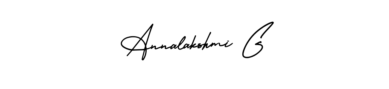 You should practise on your own different ways (AmerikaSignatureDemo-Regular) to write your name (Annalakshmi G) in signature. don't let someone else do it for you. Annalakshmi G signature style 3 images and pictures png
