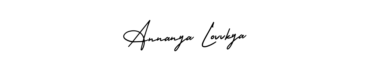 Check out images of Autograph of Annanya Lovvkya name. Actor Annanya Lovvkya Signature Style. AmerikaSignatureDemo-Regular is a professional sign style online. Annanya Lovvkya signature style 3 images and pictures png