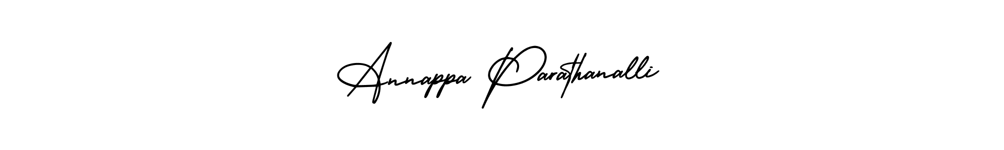 You should practise on your own different ways (AmerikaSignatureDemo-Regular) to write your name (Annappa Parathanalli) in signature. don't let someone else do it for you. Annappa Parathanalli signature style 3 images and pictures png