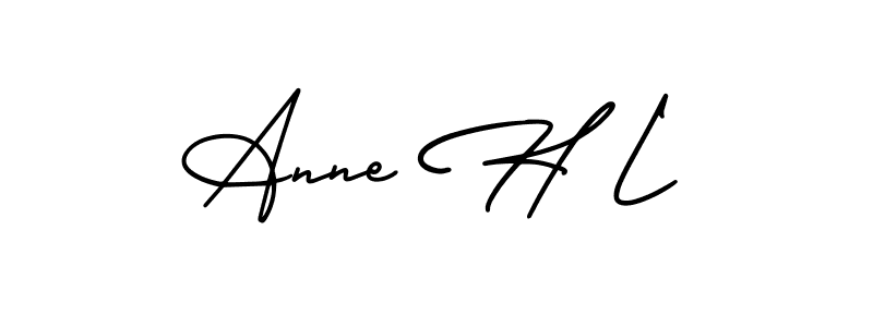 You should practise on your own different ways (AmerikaSignatureDemo-Regular) to write your name (Anne H L) in signature. don't let someone else do it for you. Anne H L signature style 3 images and pictures png