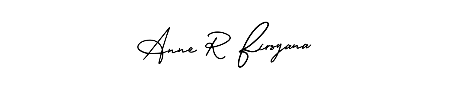 The best way (AmerikaSignatureDemo-Regular) to make a short signature is to pick only two or three words in your name. The name Anne R Firsyana include a total of six letters. For converting this name. Anne R Firsyana signature style 3 images and pictures png