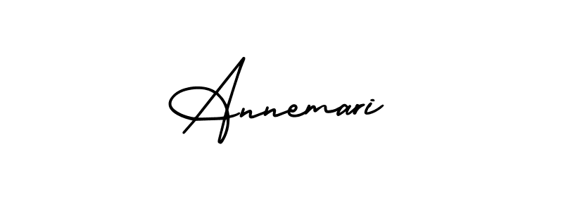 The best way (AmerikaSignatureDemo-Regular) to make a short signature is to pick only two or three words in your name. The name Annemari include a total of six letters. For converting this name. Annemari signature style 3 images and pictures png