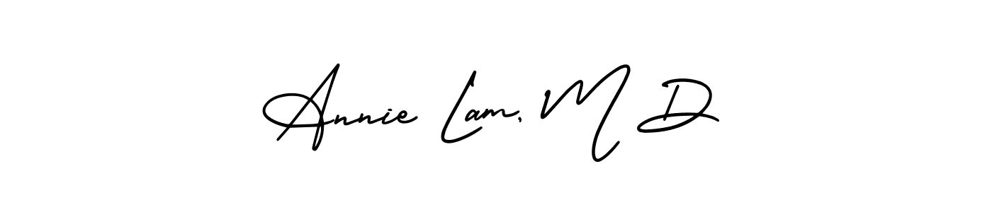 if you are searching for the best signature style for your name Annie Lam, M D. so please give up your signature search. here we have designed multiple signature styles  using AmerikaSignatureDemo-Regular. Annie Lam, M D signature style 3 images and pictures png