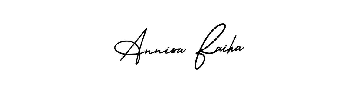 You should practise on your own different ways (AmerikaSignatureDemo-Regular) to write your name (Annisa Faiha) in signature. don't let someone else do it for you. Annisa Faiha signature style 3 images and pictures png