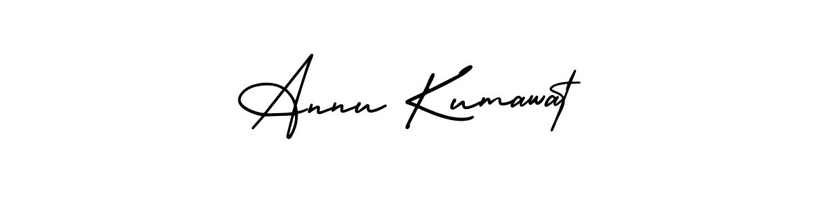 The best way (AmerikaSignatureDemo-Regular) to make a short signature is to pick only two or three words in your name. The name Annu Kumawat include a total of six letters. For converting this name. Annu Kumawat signature style 3 images and pictures png