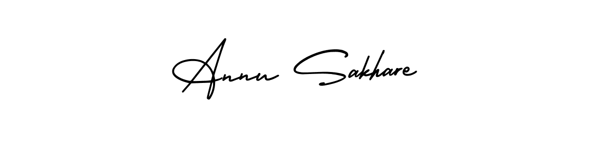 How to make Annu Sakhare name signature. Use AmerikaSignatureDemo-Regular style for creating short signs online. This is the latest handwritten sign. Annu Sakhare signature style 3 images and pictures png