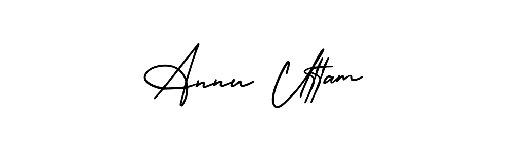 AmerikaSignatureDemo-Regular is a professional signature style that is perfect for those who want to add a touch of class to their signature. It is also a great choice for those who want to make their signature more unique. Get Annu Uttam name to fancy signature for free. Annu Uttam signature style 3 images and pictures png