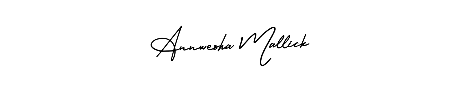 You should practise on your own different ways (AmerikaSignatureDemo-Regular) to write your name (Annwesha Mallick) in signature. don't let someone else do it for you. Annwesha Mallick signature style 3 images and pictures png