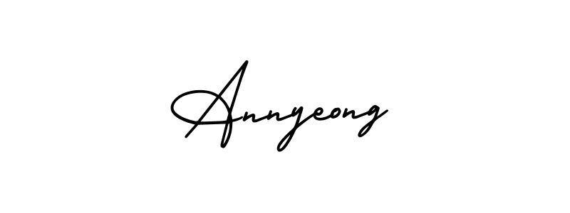 Similarly AmerikaSignatureDemo-Regular is the best handwritten signature design. Signature creator online .You can use it as an online autograph creator for name Annyeong. Annyeong signature style 3 images and pictures png