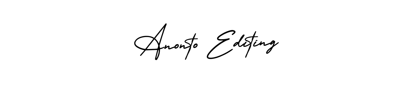 The best way (AmerikaSignatureDemo-Regular) to make a short signature is to pick only two or three words in your name. The name Anonto Editing include a total of six letters. For converting this name. Anonto Editing signature style 3 images and pictures png