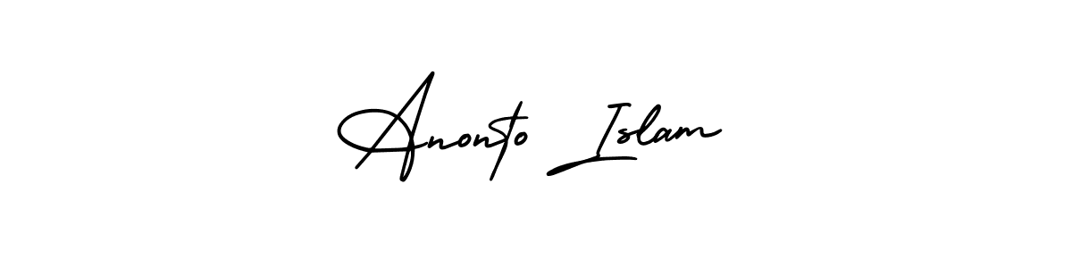 You should practise on your own different ways (AmerikaSignatureDemo-Regular) to write your name (Anonto Islam) in signature. don't let someone else do it for you. Anonto Islam signature style 3 images and pictures png