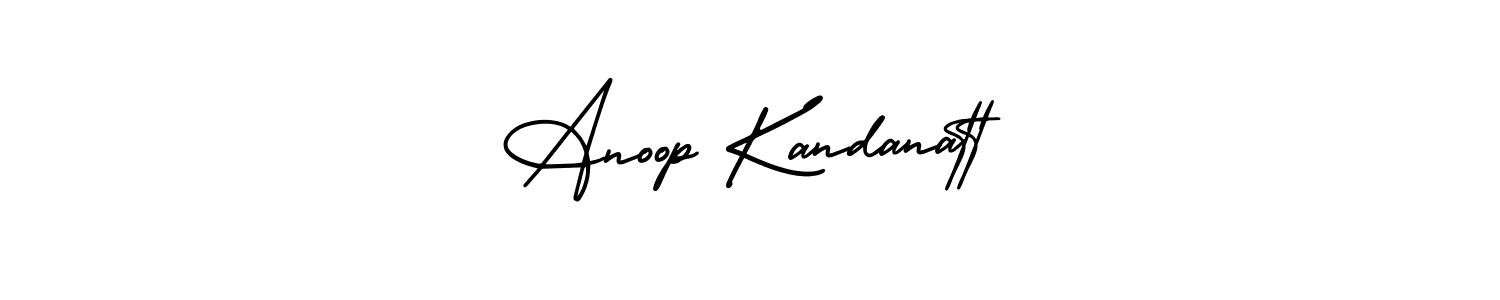 You should practise on your own different ways (AmerikaSignatureDemo-Regular) to write your name (Anoop Kandanatt) in signature. don't let someone else do it for you. Anoop Kandanatt signature style 3 images and pictures png