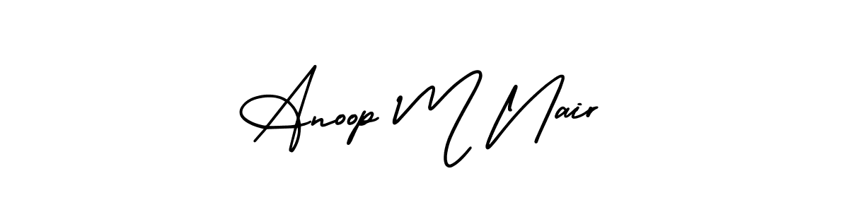 This is the best signature style for the Anoop M Nair name. Also you like these signature font (AmerikaSignatureDemo-Regular). Mix name signature. Anoop M Nair signature style 3 images and pictures png