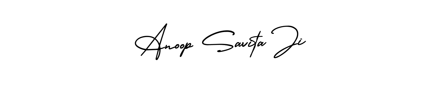 The best way (AmerikaSignatureDemo-Regular) to make a short signature is to pick only two or three words in your name. The name Anoop Savita Ji include a total of six letters. For converting this name. Anoop Savita Ji signature style 3 images and pictures png