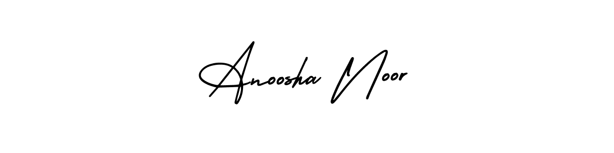 The best way (AmerikaSignatureDemo-Regular) to make a short signature is to pick only two or three words in your name. The name Anoosha Noor include a total of six letters. For converting this name. Anoosha Noor signature style 3 images and pictures png